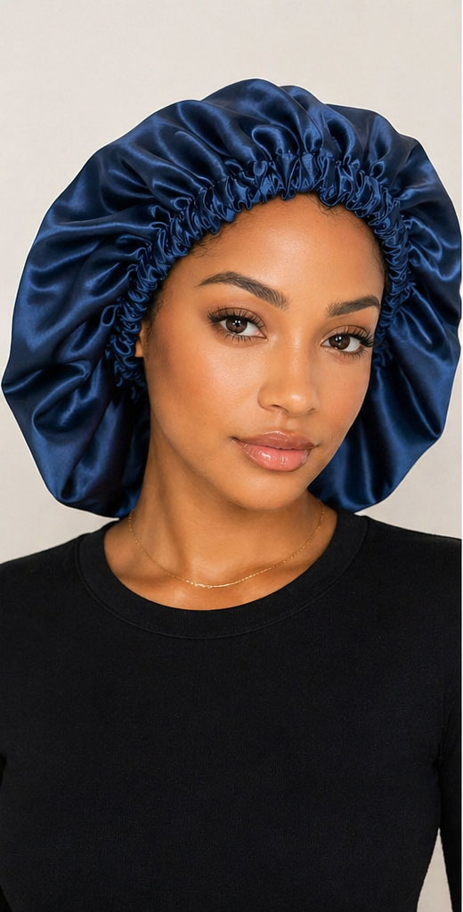 Bonnet de nuit en satin - Couronnée de soie